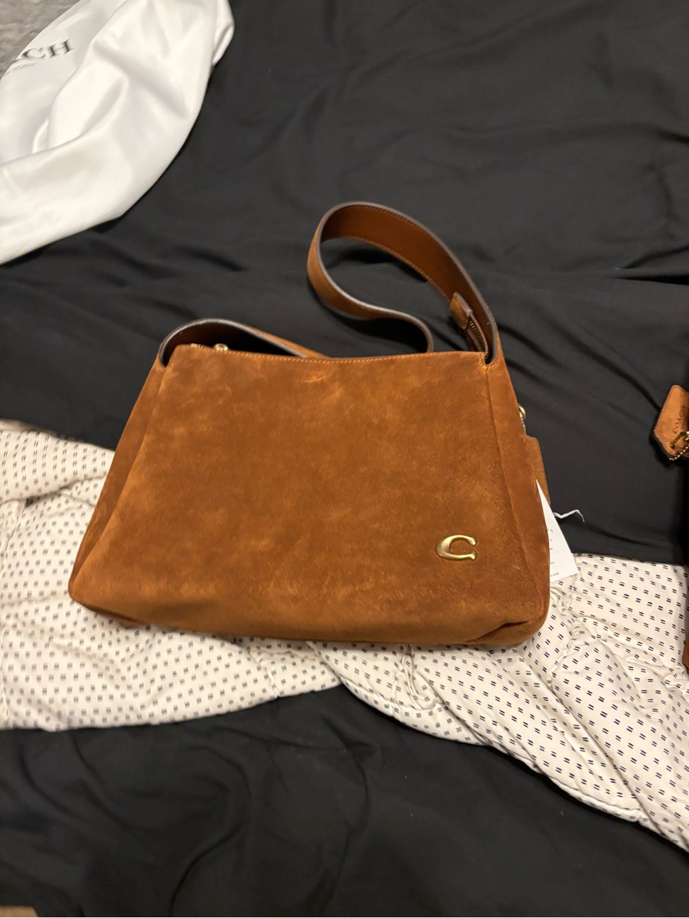 Coach Lola Shoulder Bag in Warm Brown Suede - Picture 2 of 5